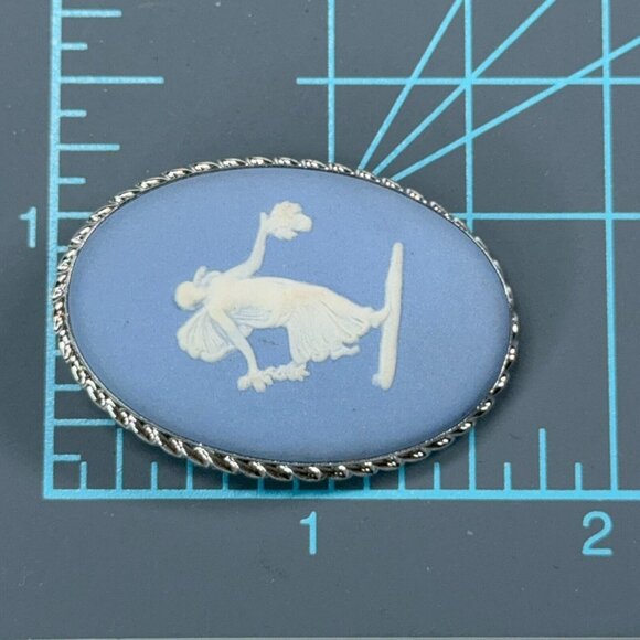 Vtg Van Dell Sterling Silver Brooch Pendant Wedgwood Blue Jasperware Cameo Pin - Picture 13 of 13